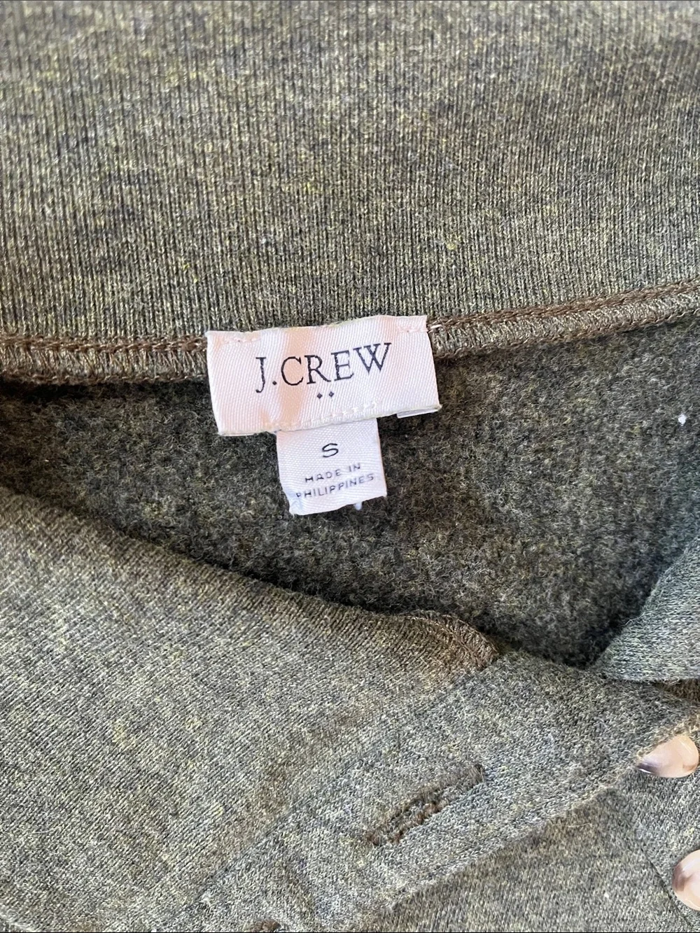 J. Crew Olive Green Button-Collar Turtleneck Sweater